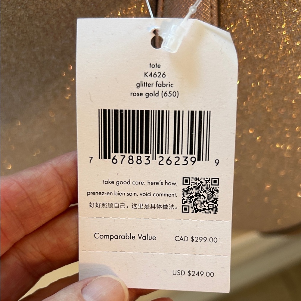 kate spade Glitter Metallic Rose Gold Tote - Picture 6 of 7